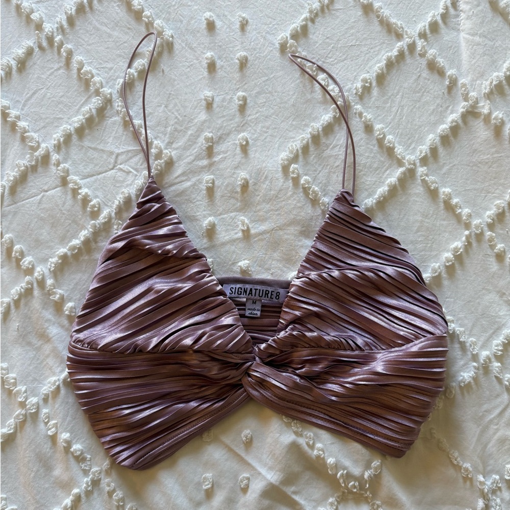 Signature8 Purple Pleated Bralette Women M